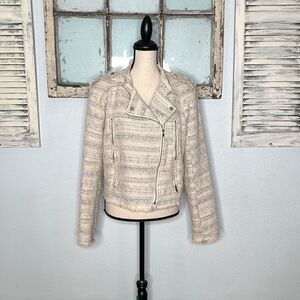 Vici Women's Ivory Collared Striped Jacket Size Large